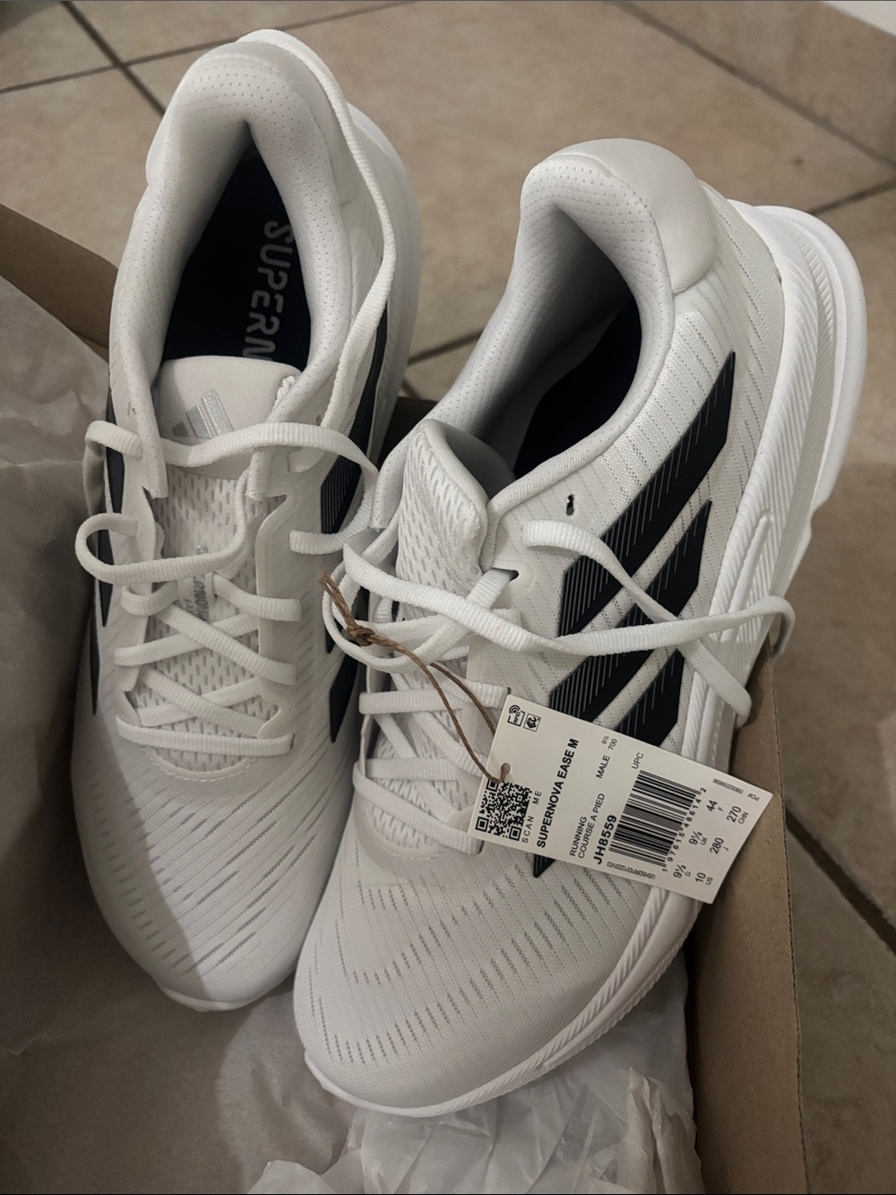 Brand new!!!  adidas men Supernova Ease M Sneakers - White/black/Silver